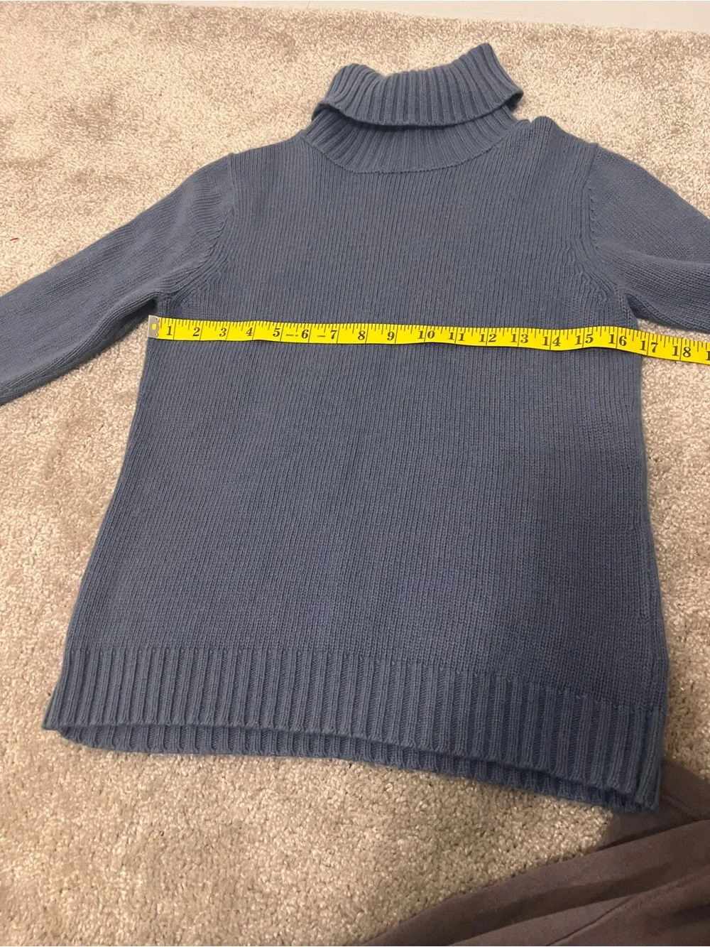 Boden Dusty Blue Ribbed Turtleneck Cashmere Cotton Blend Blue Gray UK 12 US 8